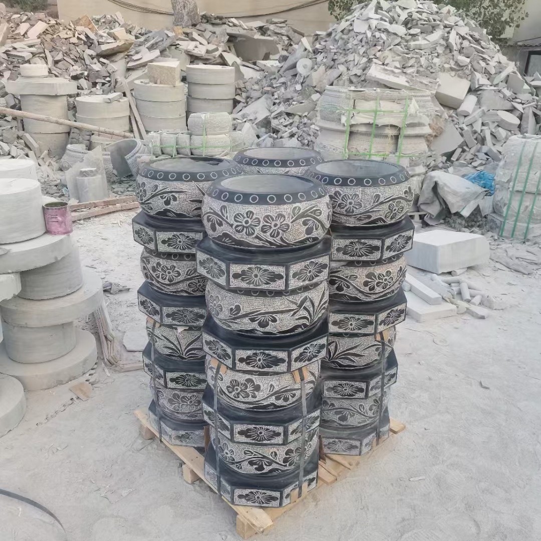 Old stone carving bluestone pillar pier pillar foundation stone antique marble granite ancient garden pillar top Stone