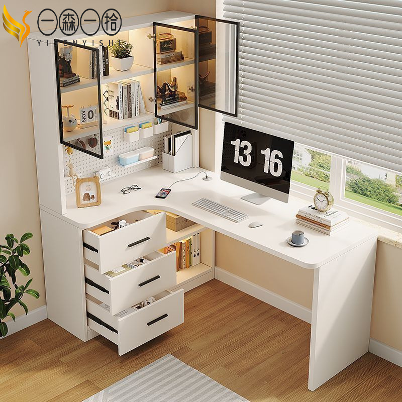 Simple Style Complete Set of Desk Bookshelf Computer Desk Storage Cabinet Integrated Corner Desk Modern Style Study Storage Floor-Standing