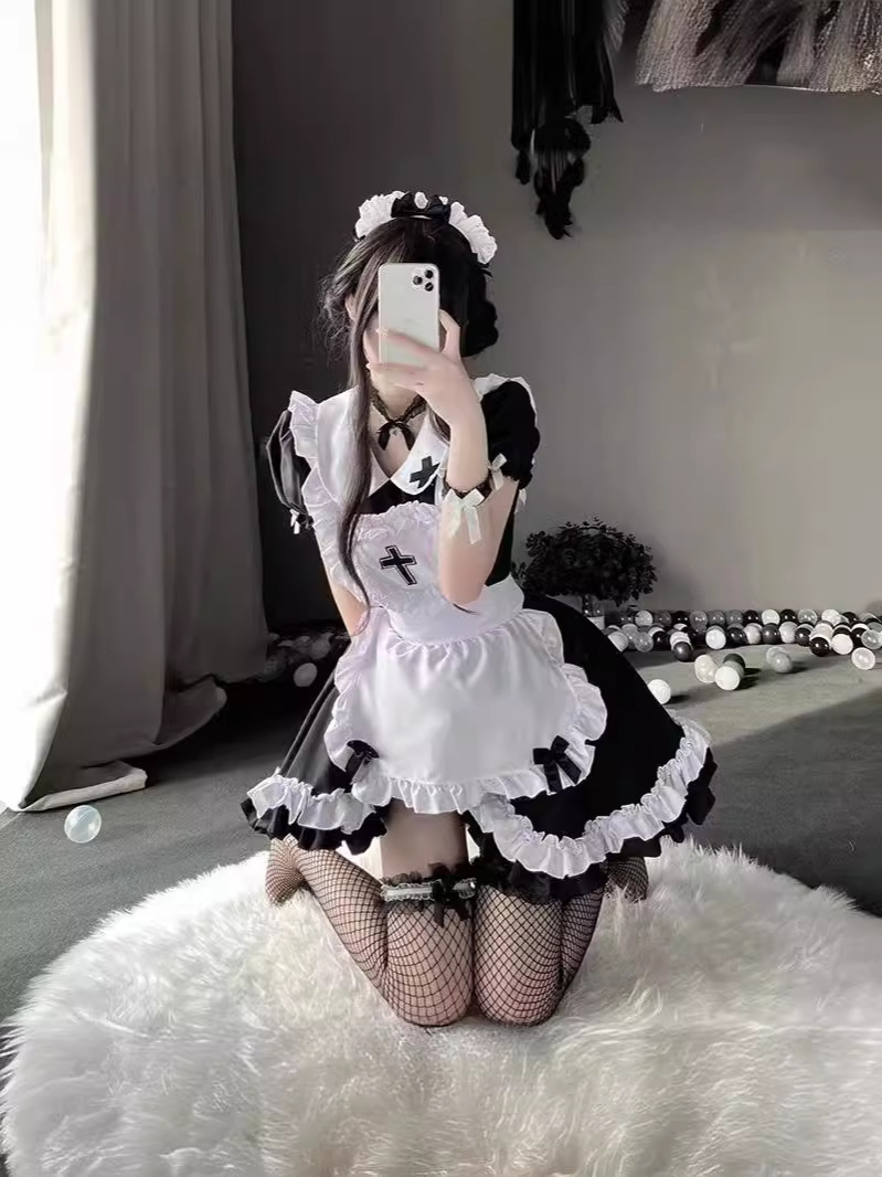 Second-dimensional Japanese Maid Dress Soft Girl Cute Large Size Maid Lolita Dress Daily Lolita COS Dress