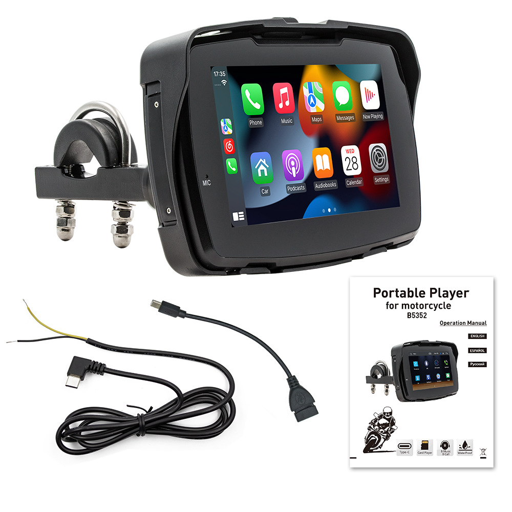 5inch Motorcycle Portable Car Mp5 Player Wireless Carplay Hd Touch Screen Waterproof Navigation