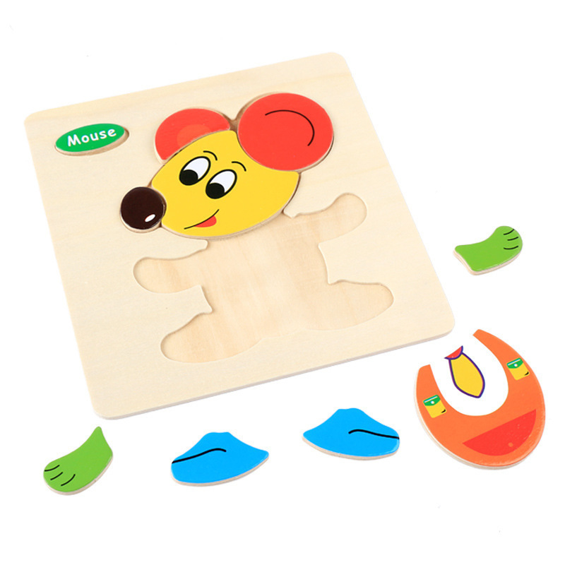 Wooden children's jigsaw puzzle early education puzzle building blocks 3d three-dimensional children's toys for boys and girls hand-held jigsaw puzzle board