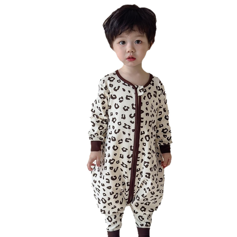 Sleeping Bag Kidsren's Thick Brushed Baby Split-Leg Anti-Kick Quilt Boneless Wool Pull-Up Cotton Boy's Seamless Jumpsuit