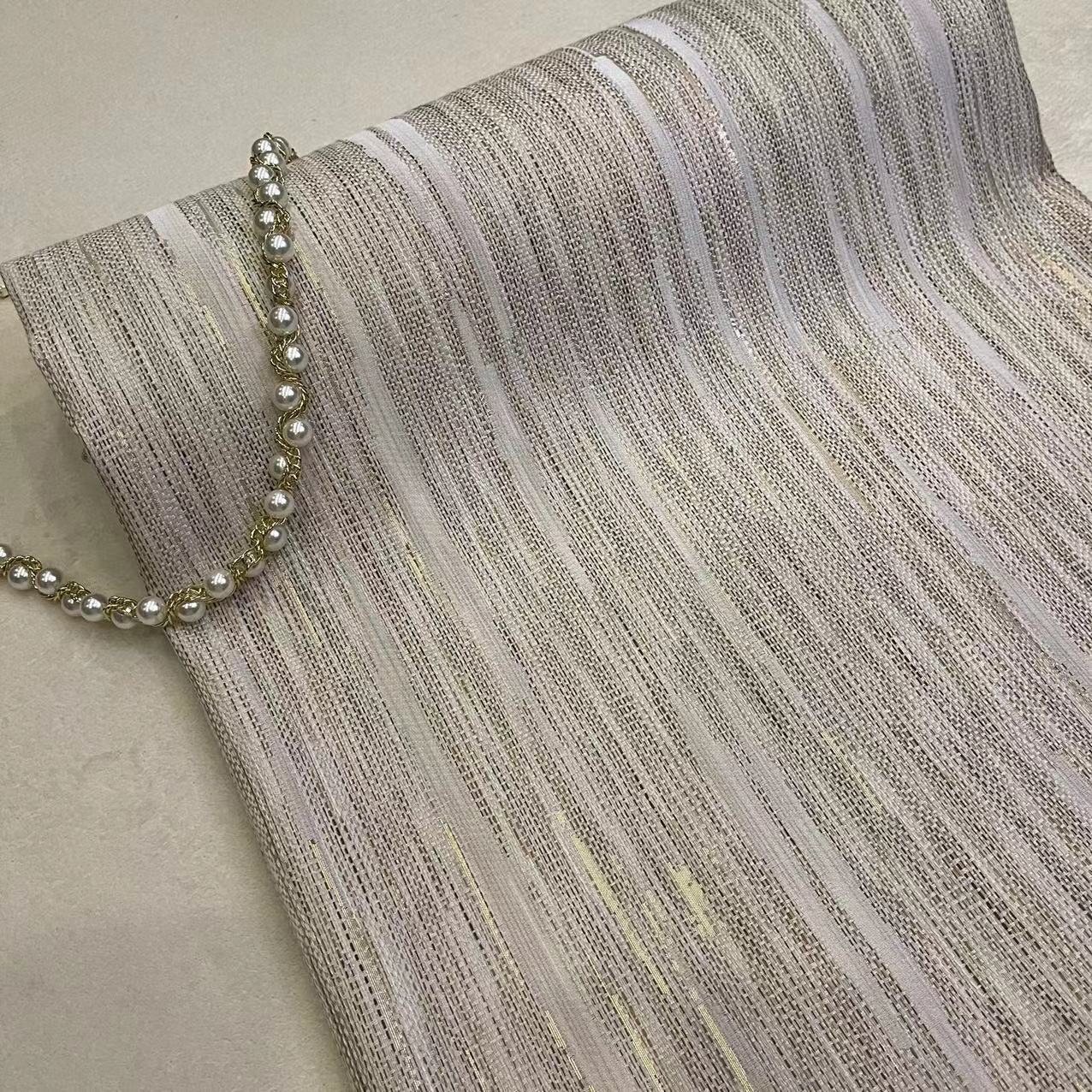 2023 New Gold Silk Jacquard High Precision Curtain Niche Simple Living Room Pillow Striped Light Luxury Clothing Fabric