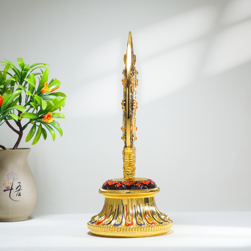 Falun Xizang Tantra Supplies Enamel Painted Transfer Method Golden Wheel King Seven Government Treasures Home Buddha Front Ornaments for Repair