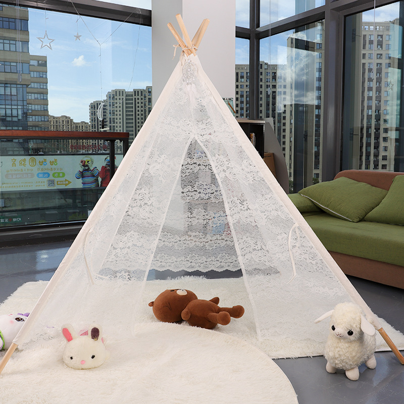 2025 Indoor Children's Tent Playhouse Pure White Lace Indian Tent Toy House Little Girl Playhouse