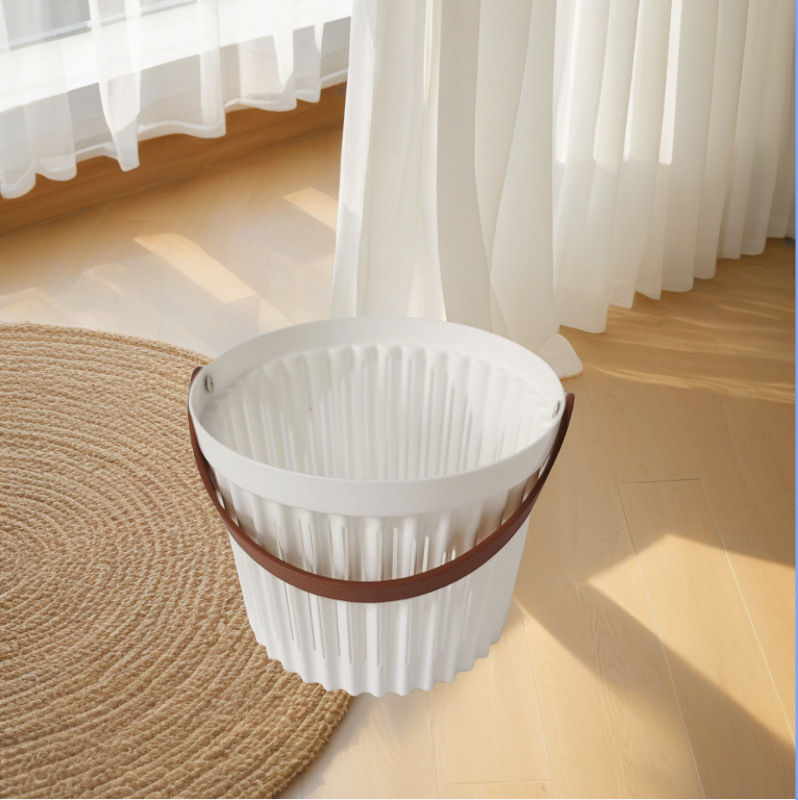 9102 Small Leather Rope Storage Basket Finishing Basket Plastic Basket Toy Storage Basket PU Combination