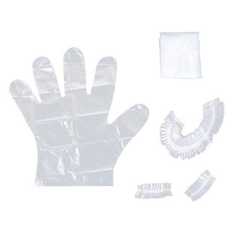 Disposable Hair Dyeing Tools Four-Piece Set Baking Oil Hair Care Shower Cap Earmuffs Gloves Shawl Cloth Hairdressing