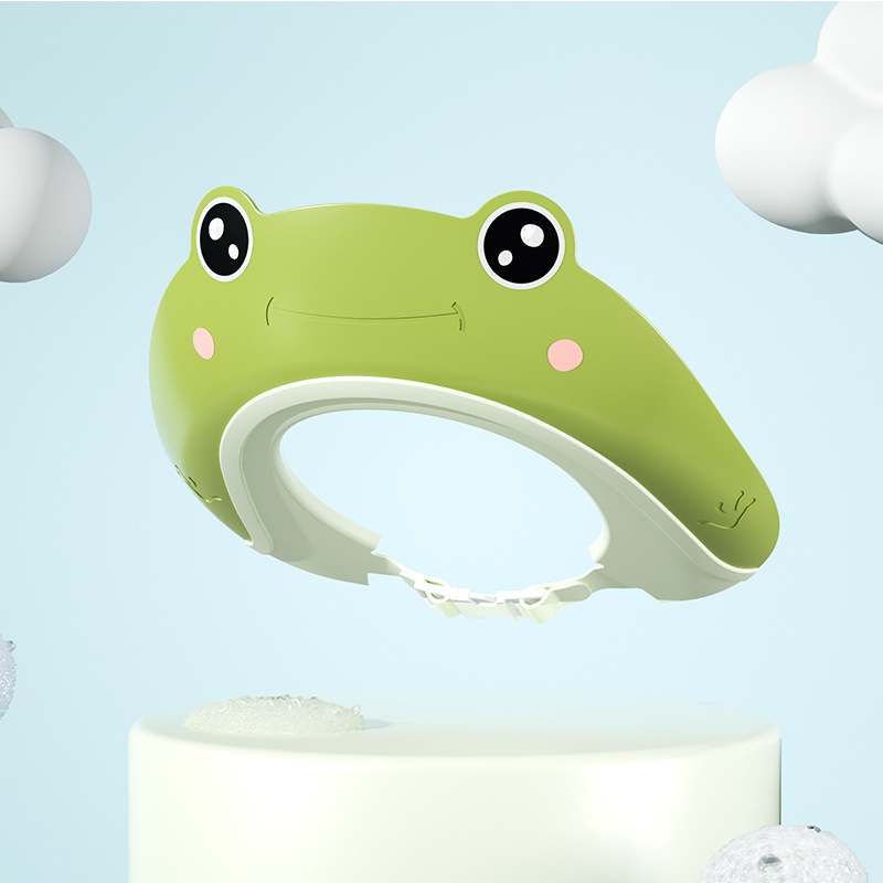 Shampoo cap children's shower cap frog infant shampoo cap waterproof adjustable silicone ear protection baby shampoo artifact