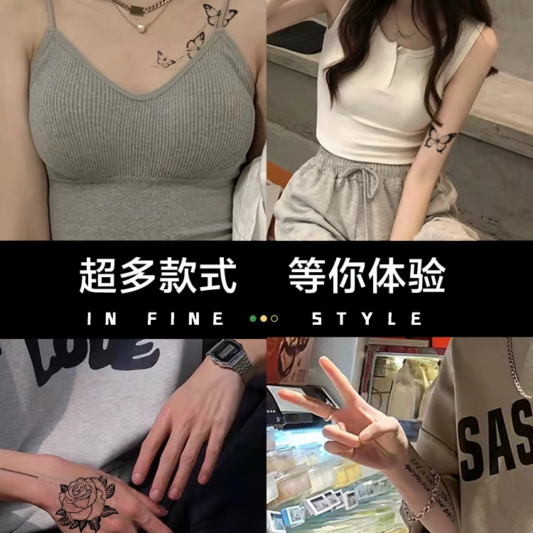 Herbal Juice Tattoo Stickers Half Small Fresh Plant Long-Lasting Tattoo Stickers Waterproof Non-Reflective for Men and Women