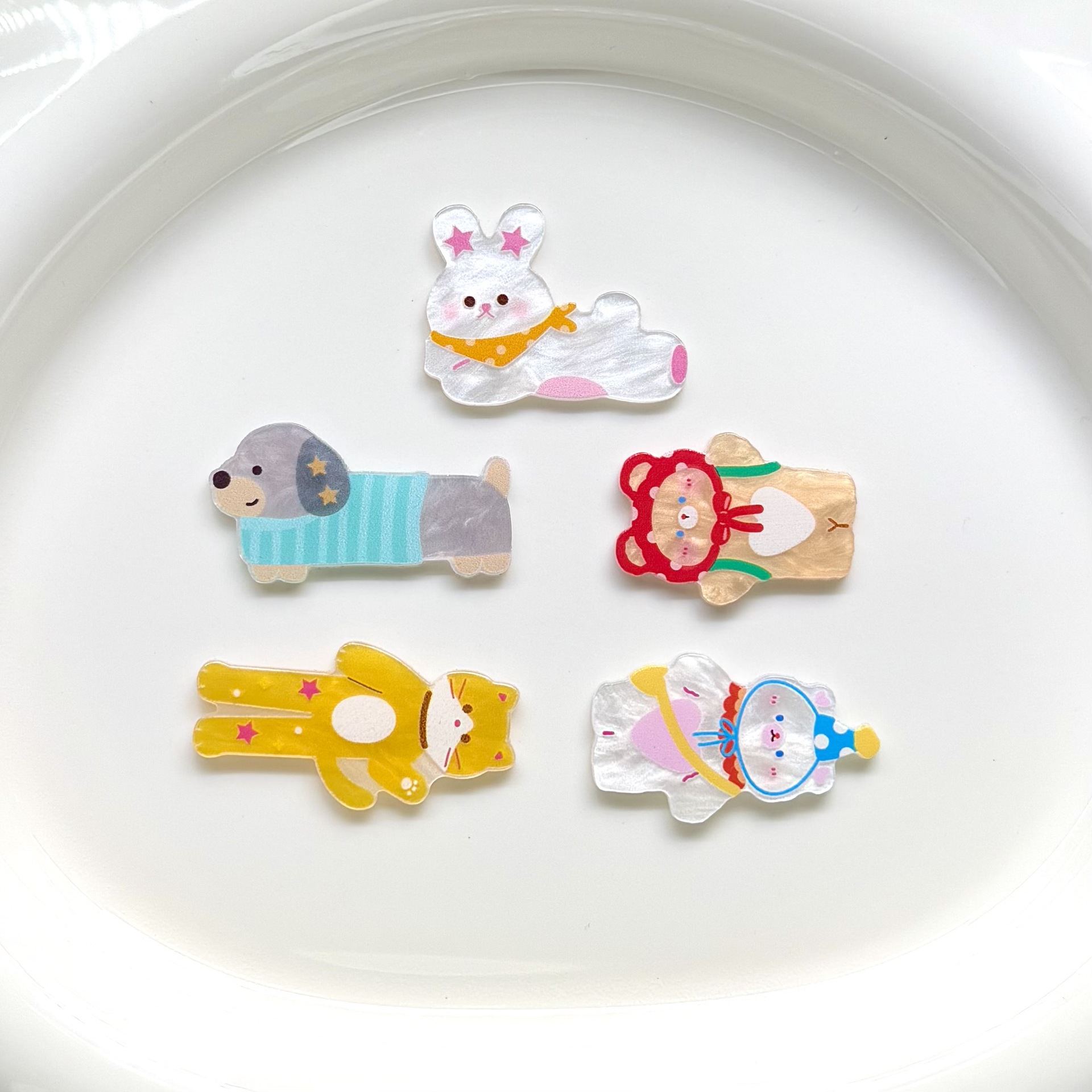 Acrylic Cute Cartoon Water Pattern Small Animal Accessories DIY Cream Glue Mobile Phone Case Patch Hole Shoes Decorative Head