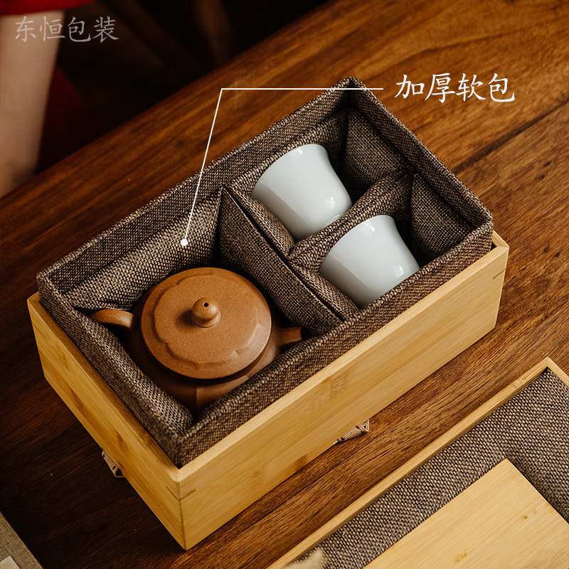 Customized Packaging High-End Purple Clay Pot Packaging Box Teapot Gift Box Empty Box Tea Cup Crafts Porcelain Gift Box Bamboo