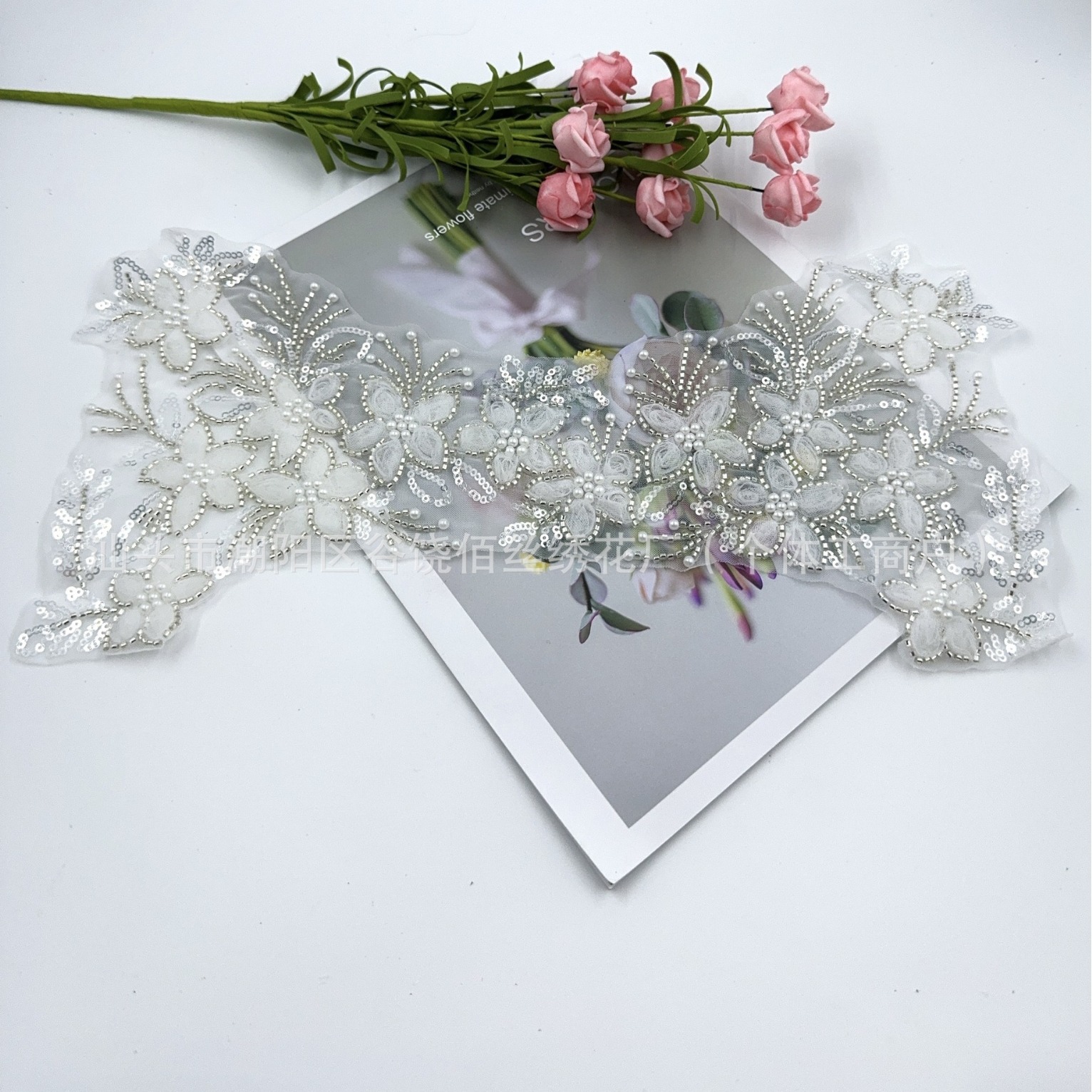 High-grade heavy industry bead embroidery false collar embroidery lace fashion modified pudding neckline foreign style DIY accessories