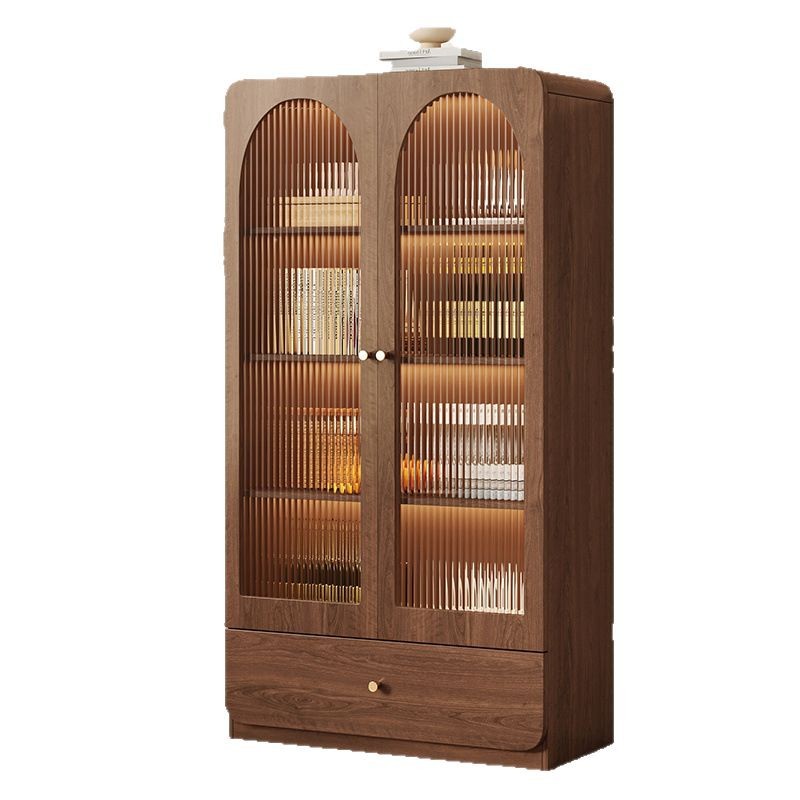 Retro-Style Glass Sideboard Wine Cabinet Against the Wall for Home Living Room, Standing Cabinet, Tv Side Cabinet, Display Storage Narrow Cabinet, Storage Cabinet