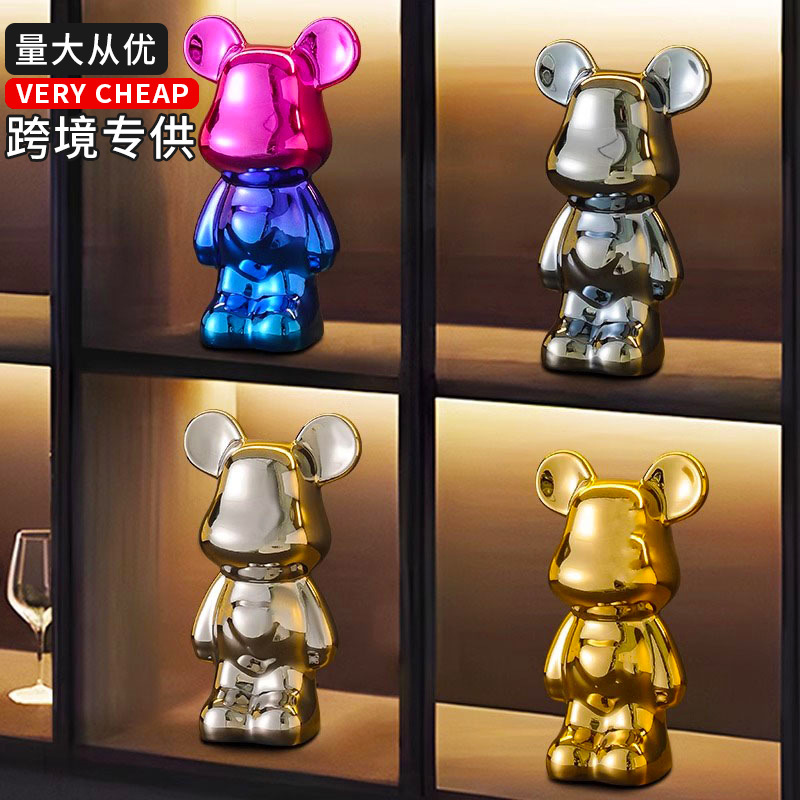 Internet famous violent bear ornaments tide brand kaws building block bear love bear living room large landing light luxury TV cabinet cartoon