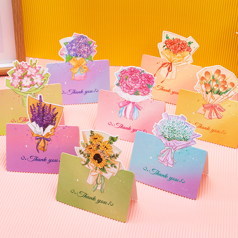 Three-dimensional bouquet flower creative greeting card flower shop birthday blessing simple message small card teacher's day thank you card
