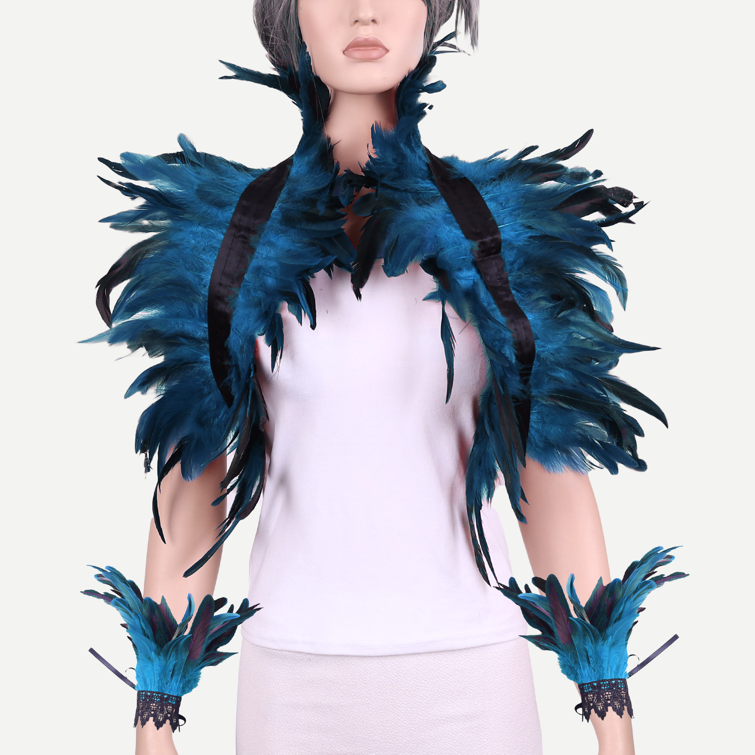 Halloween Feather Shawl Bracelet suit Feather Shawl Punk Feather Party Holiday Dress Up Amazon Hot Sale