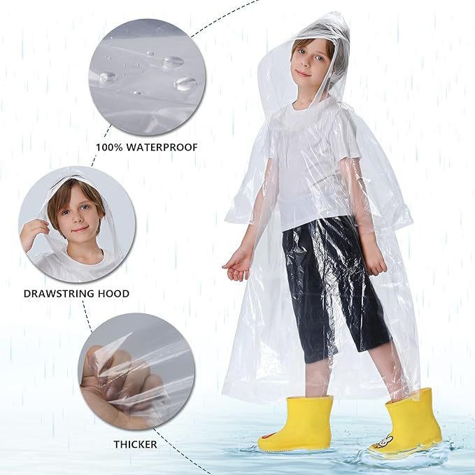 Manufacturer Produces Outdoor Disposable Thickeneded Portable Kidsren's Pe Cape Pullover Poncho Raincoat in Various Colors