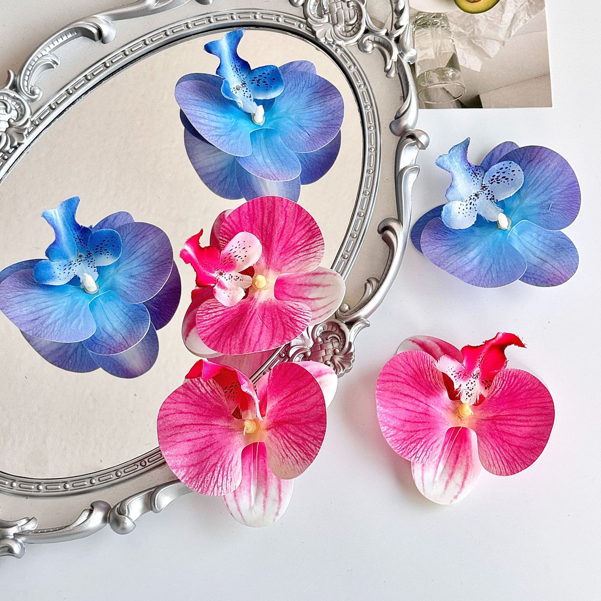 Phalaenopsis artificial flower flower head artificial flower handmade DIY decorative hairpin corsage accessories hand gift cake decorations