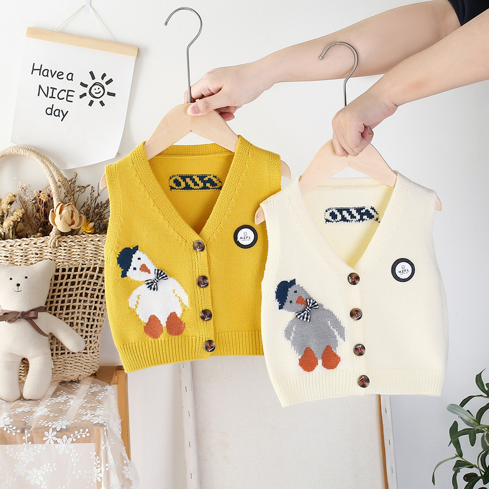 Вязаный жилет для мальчиков и девочек, верхняя одежда весна и осень, детский свитер, жилет из шерсти для детей