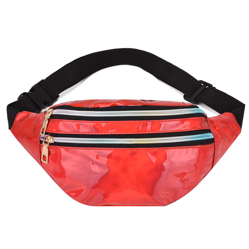 2024 women's new cross-border laser waist bag PU waist bag multi-functional color shoulder crossbody women's bag factory wholesale