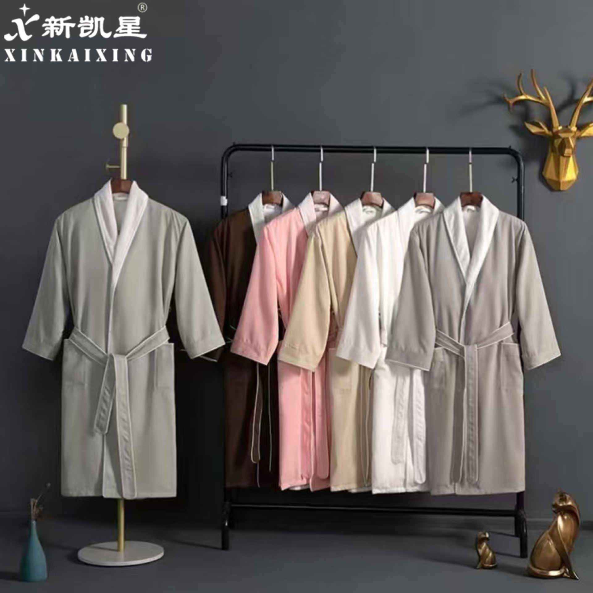 Hotel-Specific Wardani Double-Layer Nightgown Pure Cotton Absorbent Adult Bathrobe Soft Hotel Bathrobe