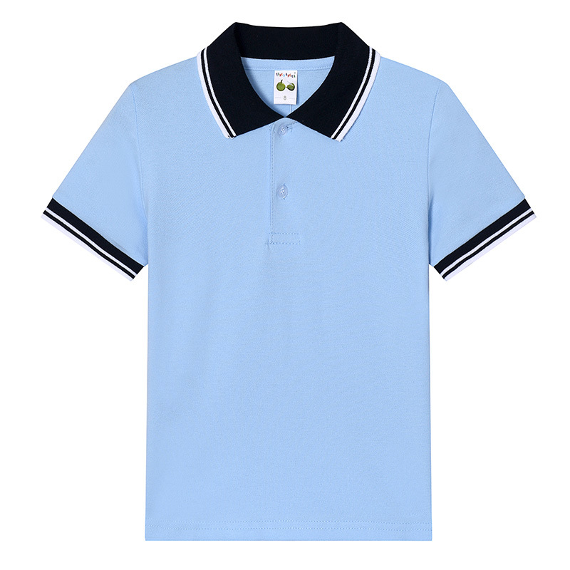 kids Children's T-shirt Cotton White Lapel Boys' Polo Shirt Girls' Primary School Students' Middle and Large Children's School Uniform