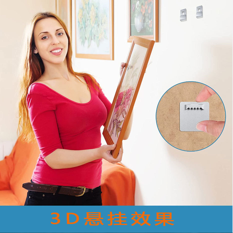 Self-adhesive frame hanging bracket 40x 40 hook with strong viscous 3m glue can bear 1.5kg glass frame hanging