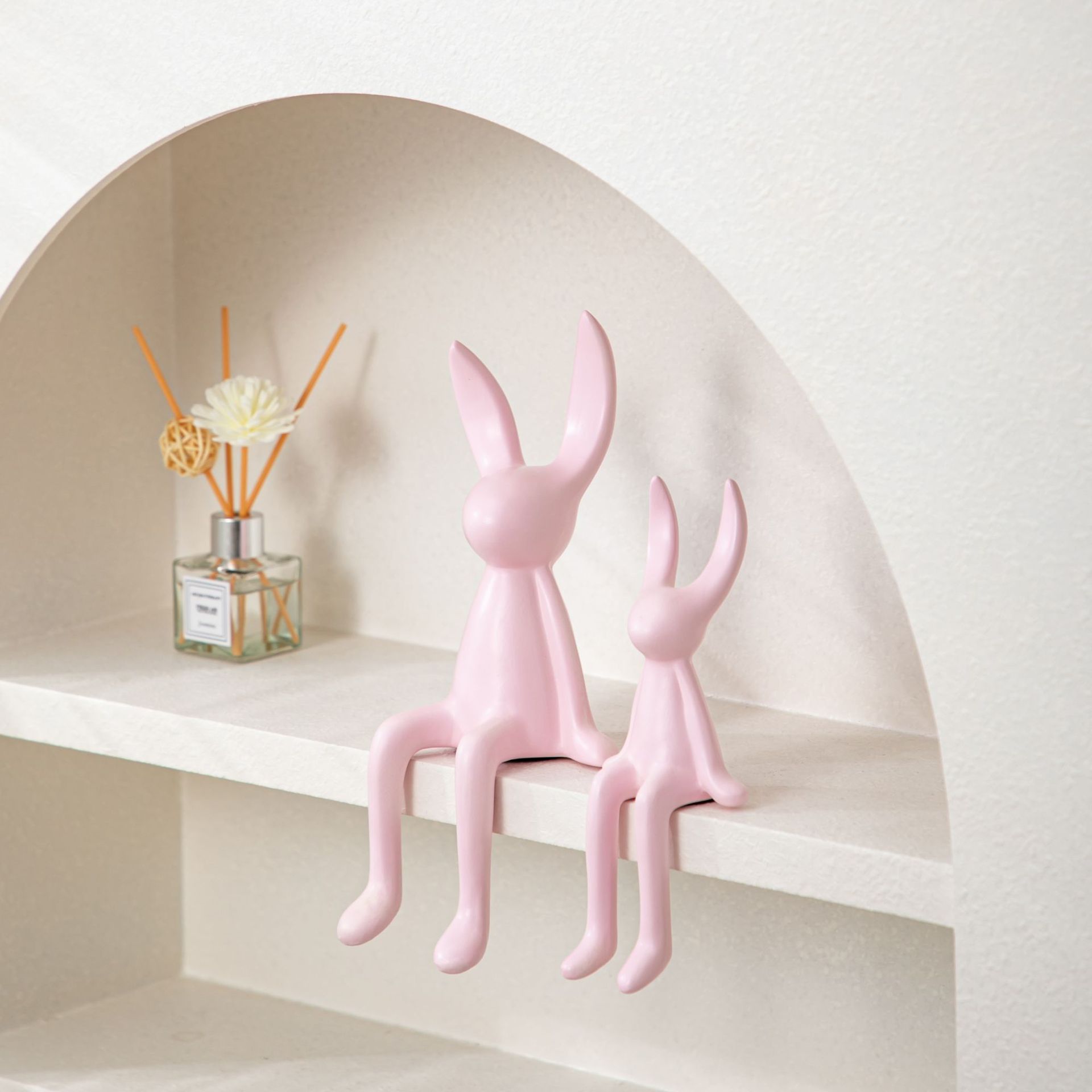 Macaron Creative Cartoon Sitting Posture Long Ear Rabbit Ornaments High-end Light Luxury Living Room TV Cabinet Wine Cabinet Entrance Decorations