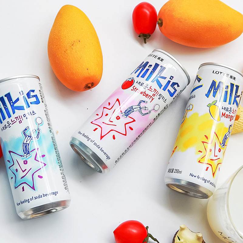 South Korea Imported Lotte Milkis Wonderful Kiss Milk Carbonated Drink Lactic Acid Bacteria Flavor Canned Soda Can
