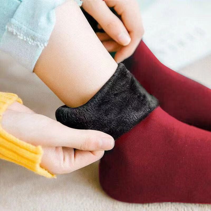 Autumn and winter men's and women's socks snow socks floor socks fleece-lined thickened cold-resistant warm mid-calf confinement socks factory wholesale