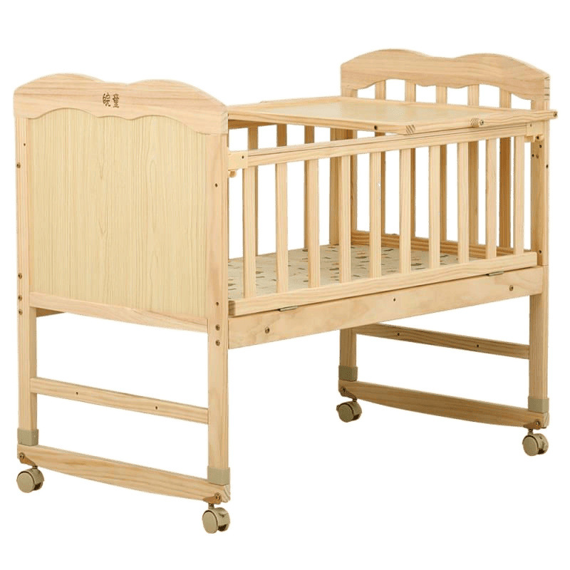 Crib Baby Bed Multifunctional Solid Wood Paintless Rocking Bed Newborn Removable Children's Splicing Large Bed Amazon