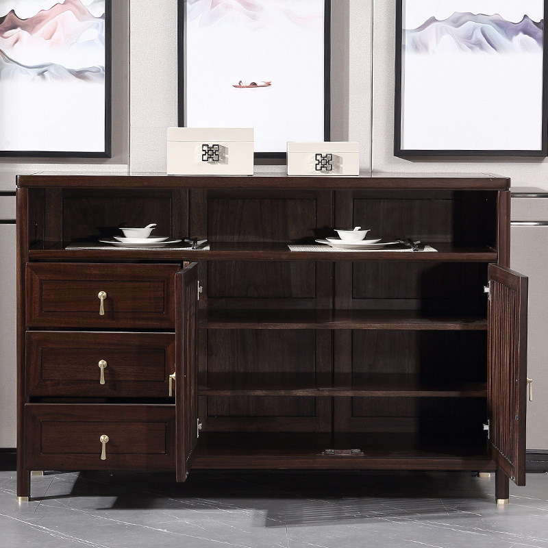 New Chinese Style Sideboard, Modern Simple Wine Cabinet, Entrance Cabinet Storage Rack, All Solid Wood Tea Cabinet, Black Sandalwood Furniture