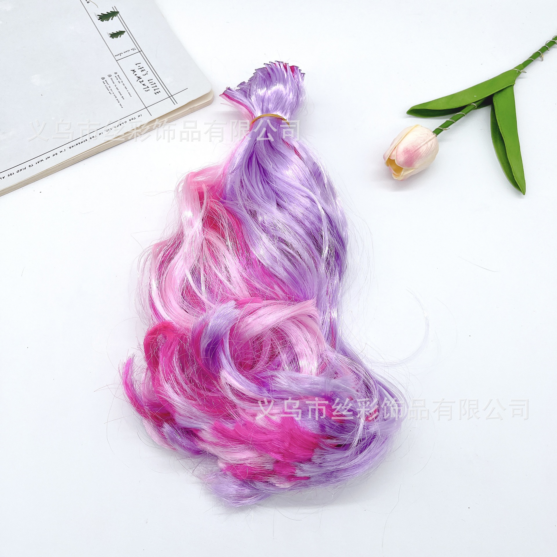 Foreign trade gradient dyeing curly hair straight hair handmade children's wig DIY high temperature silk semi-finished accessories cross-border