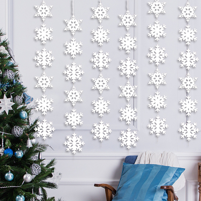 Рождественская снежинка латте арт подвеска рождественская елка украшение белая снежинка гирлянда рождественские праздничные украшения оптом