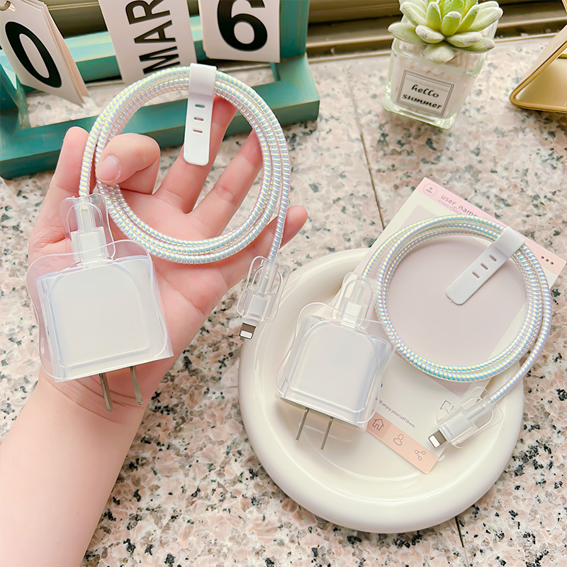 Чехол для зарядного устройства Apple 20/18W защитный чехол 15/16 кабель передачи данных прозрачный двусторонний мягкий чехол