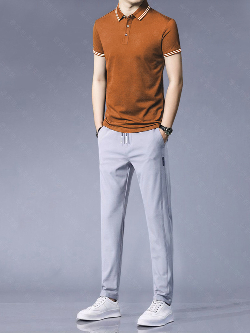 Белая поло с коротким рукавом для мужчин, новый летний комплект 2025, свободная и универсальная повседневная футболка