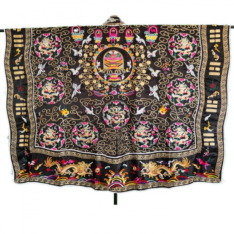 Dragon Robe with Gold Thread, High-Power Robe, Taoist Robe, Imitation Hand-Embroidered Blue-Edged Nine Dragons Taoist Robe