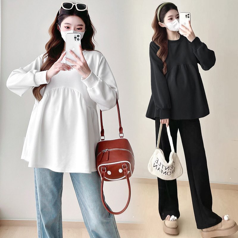 Одежда для беременных, осень-зима, новая мода, универсальный свитер, свободный, длинный рукав