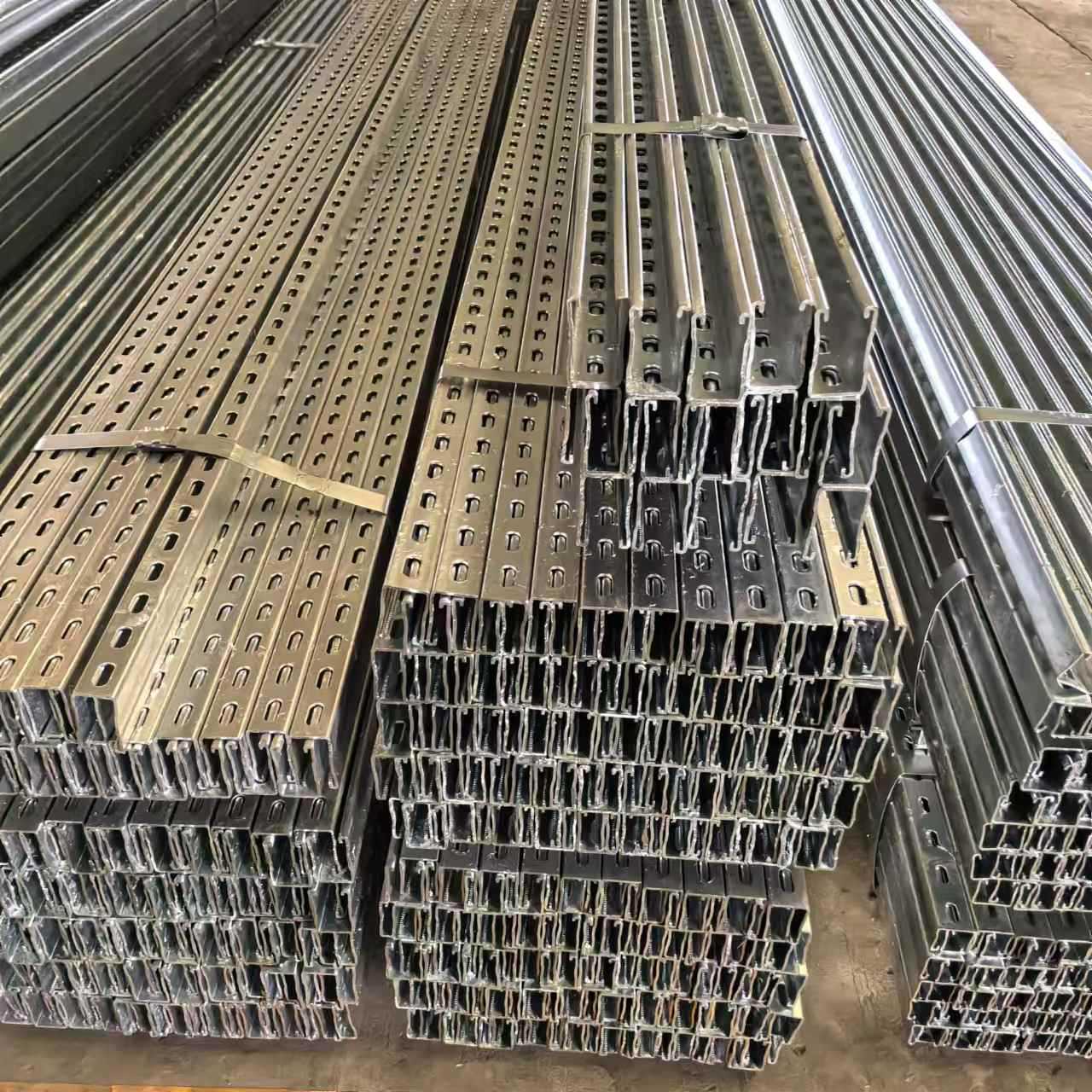 Tianjin Cold-Rolled C-Shaped Steel Q235B Punched Roof Purlin Hot-Dip Galvanized Solar Photovoltaic Bracket Anti-Seismic Bracket