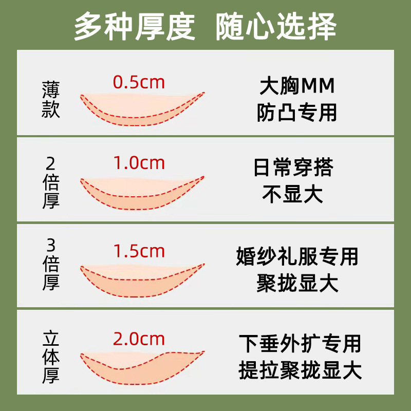 Invisible Silicone Chest Sticker Small Chest Push-up Showing Large Thick Anti-bump Anti-light Wedding Dress Special Bikini Summer