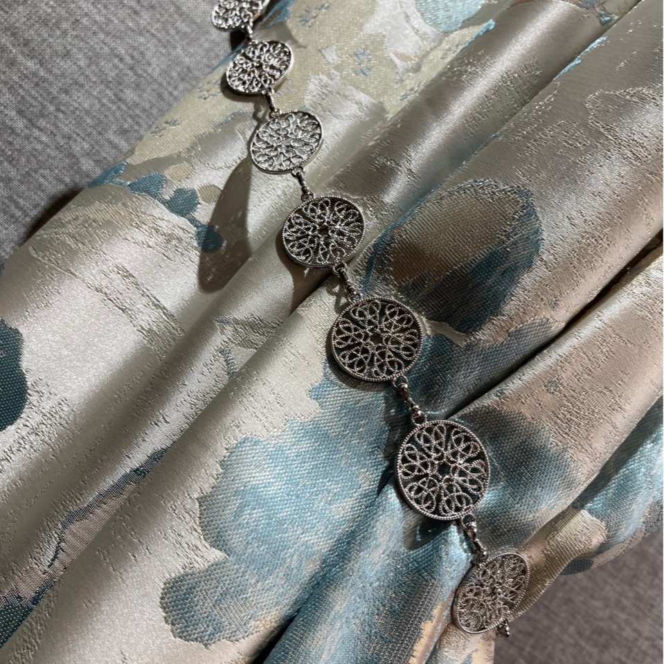 New Chinese Style Light Luxury American Style Curtain Silk Fabric Bamboo Jacquard Precision Twip Cloth Smoother Cheongsam Hanfu Fabric