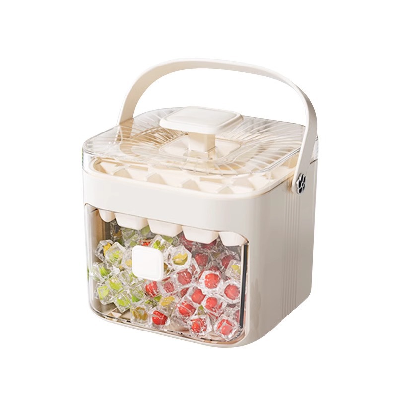 Ice Cube Mold Press Ice Tray Ice Making Artifact with Lid Food Grade Homemade Ice Box Ice Storage Household Large Capacity Ice Bucket