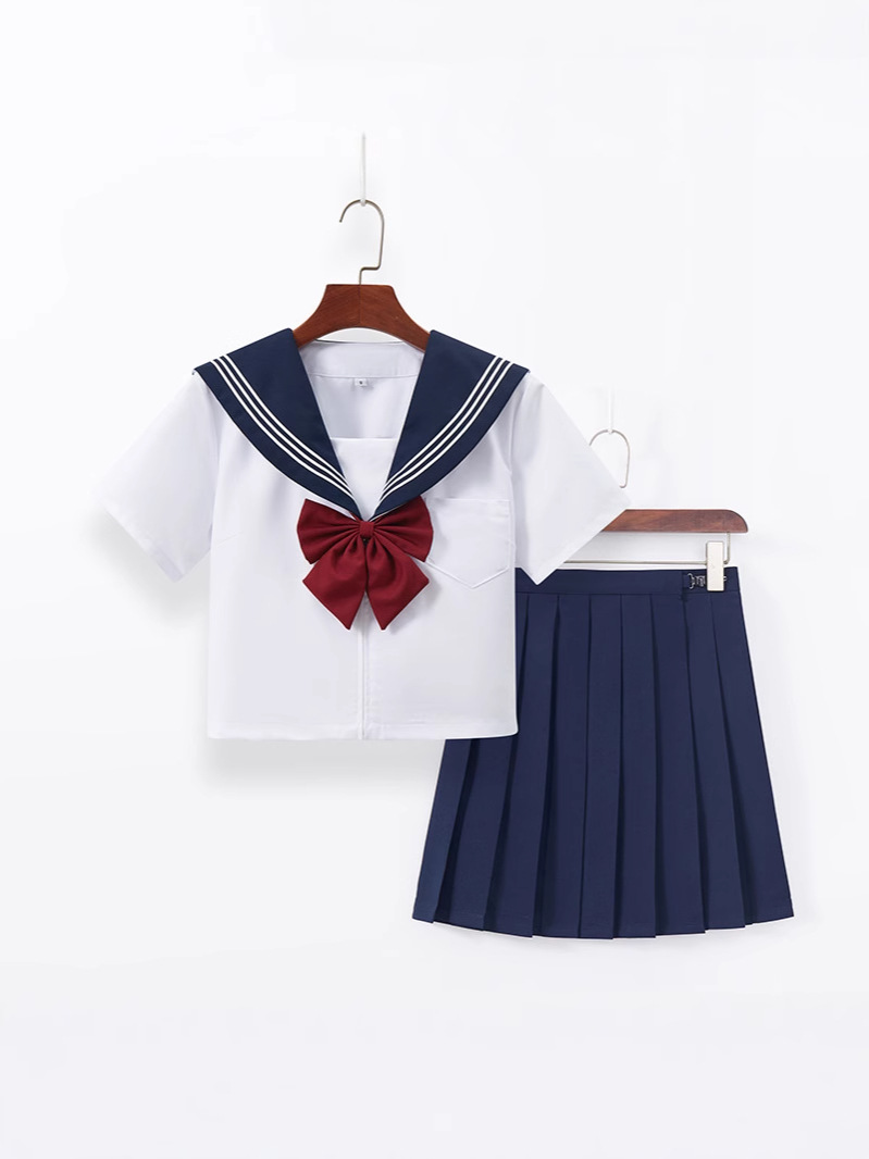 Blue collar white three jk uniform full sailor suit jk suit jk skirt genuine proofreading pleated skirt skirt