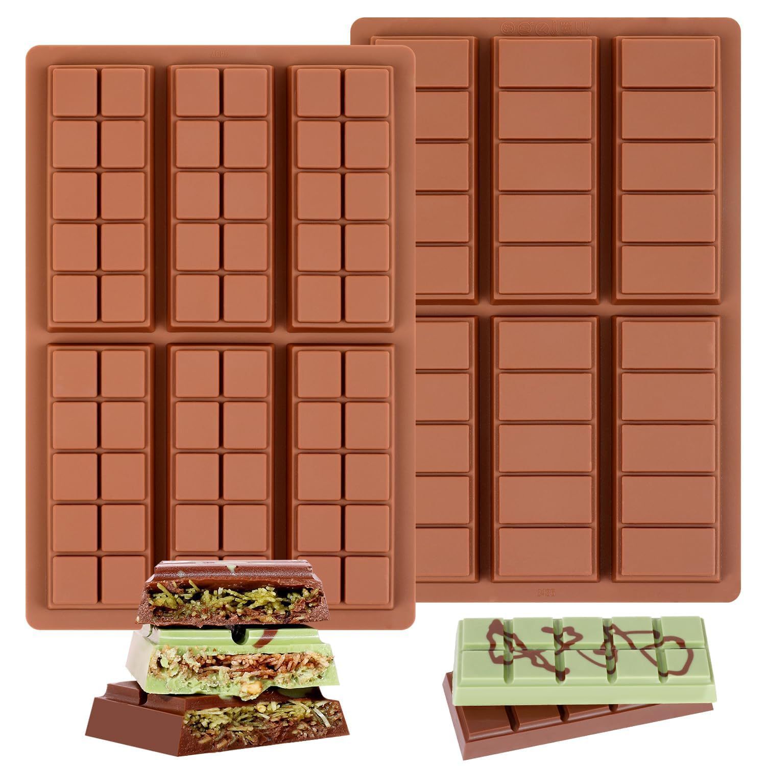 Factory Wholesale Rectangular Chocolate Molds Amazon Cross-Border Kitchen Baking Tools Silicone Chocolate Molds