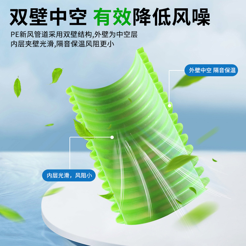 Fresh Air Pe Pipe Fresh Air System Double Wall Corrugated Pipe Pe Pipe Indoor Fresh Air Auxiliary Material Air Conditioning Exhaust Pe Fresh Air Duct