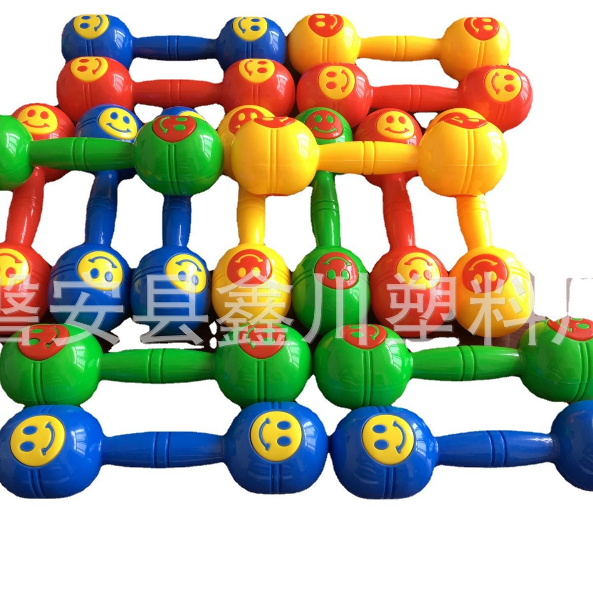 Special Wholesale Kindergarten Kidsren's Toys New Product Fitness Audio Smiling Face Plastic Dumbbell Dance Supplies