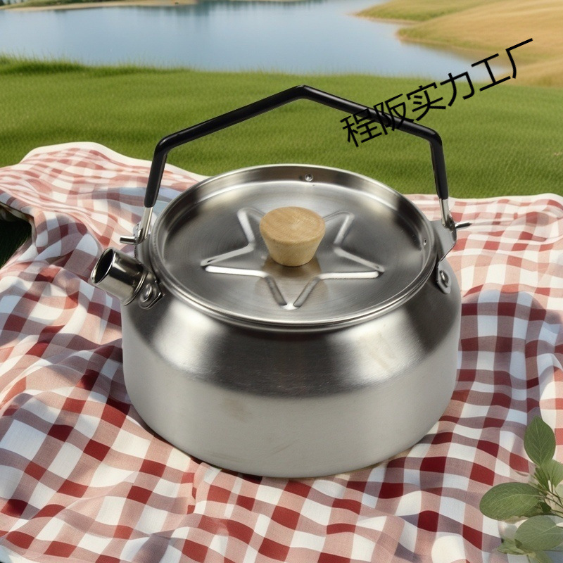 Household Outdoor Kettle 304 Stainless Steel Camping Portable Soup Pan Frying Pan Travel Boiling Kettle Coffee Pot Teapot