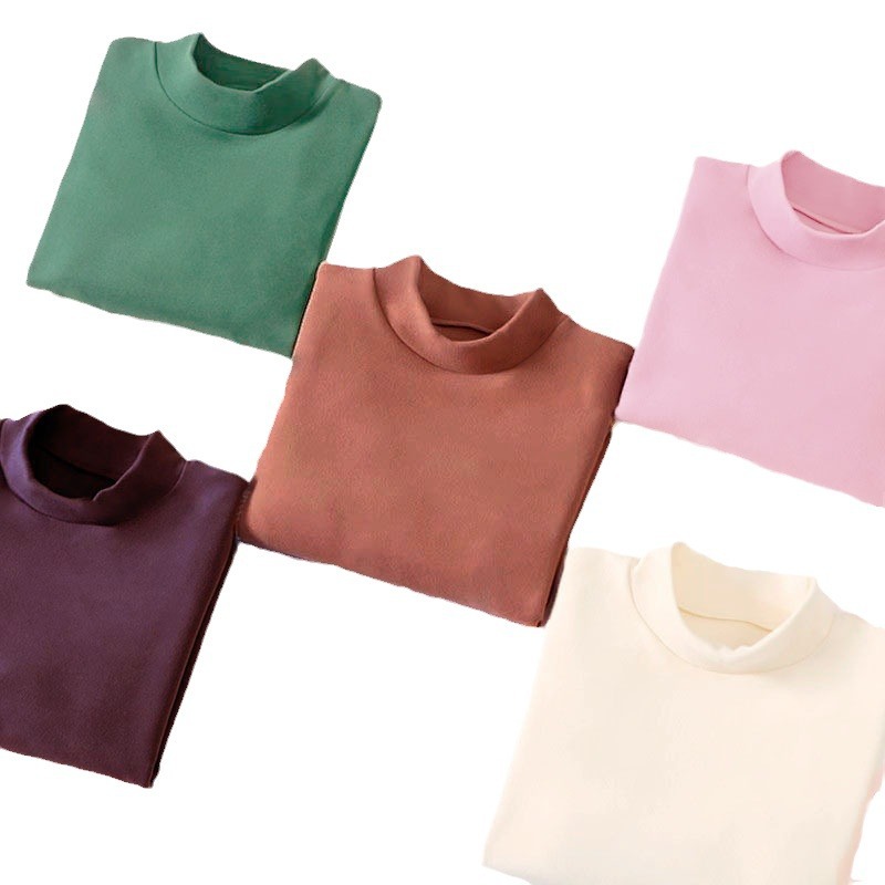 children children's De velvet bottoming shirt half turtleneck top inner wear warm spring and autumn clothes middle and big children's underwear winter