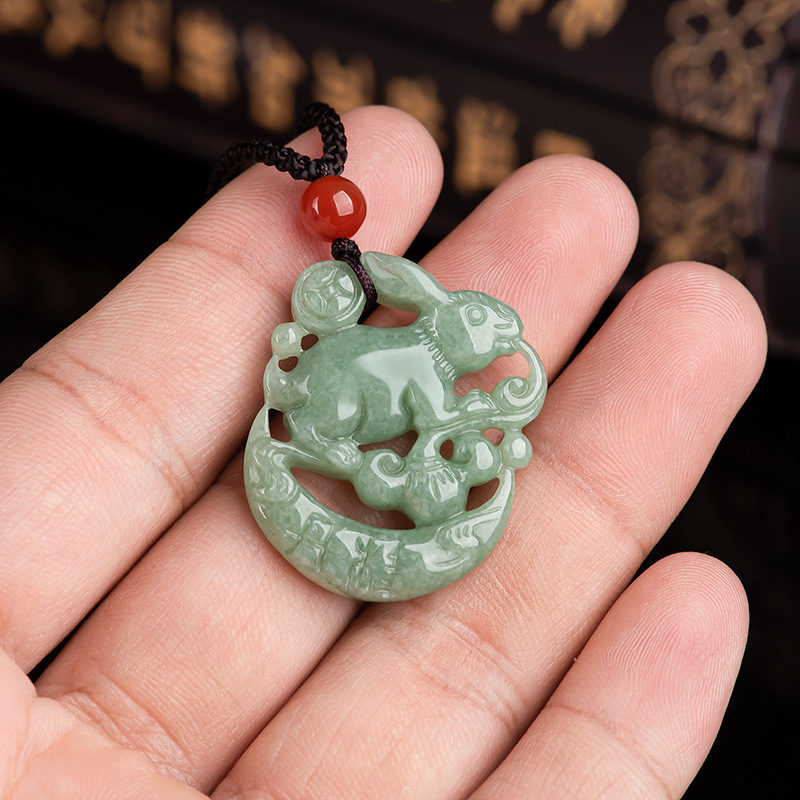 Natural A goods jade rabbit zodiac rabbit pendant ice jade rabbit jade pendant for men and women pendant gift wholesale