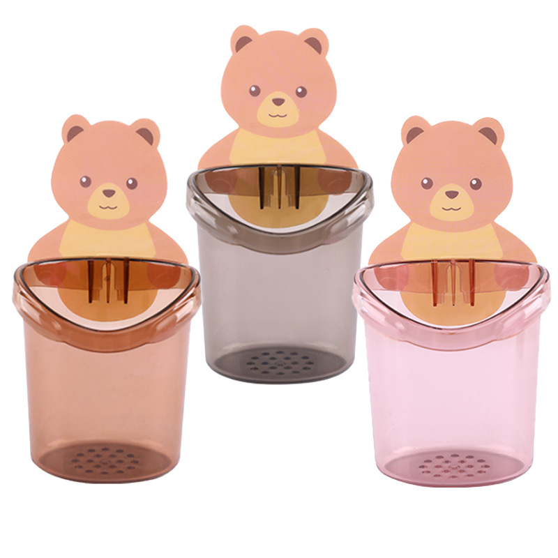 Bear Cup Wall Hug Storage Cup Adhesive Storage Wall Hanging Adhesive Cup Holder Draining Toothbrush Holder Toilet Wall